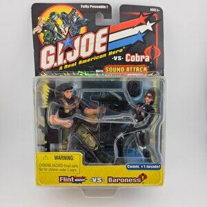 Hasbro‎ G.I. Joe Cobra Flint vs Baroness with Sound Attack Weapons Action Figure